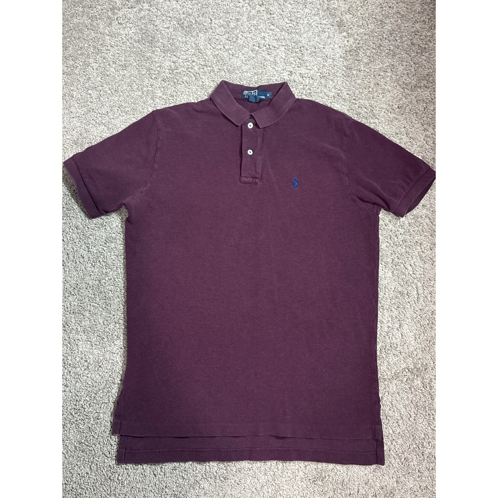 Y2K Polo Ralph Lauren Mens Medium Burgundy Maroon Short Sleeve Pique Polo Shirt